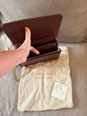 Brown Leather Crossbody with Gold Chain Strap